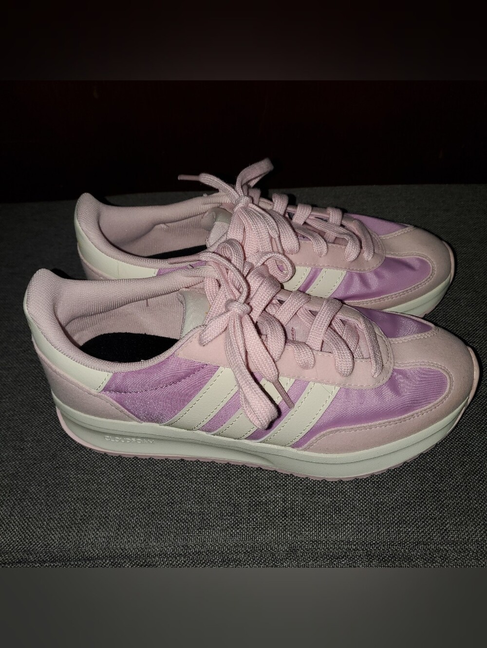 Adidas Women’s Pink Lace-Up Casual Sneakers